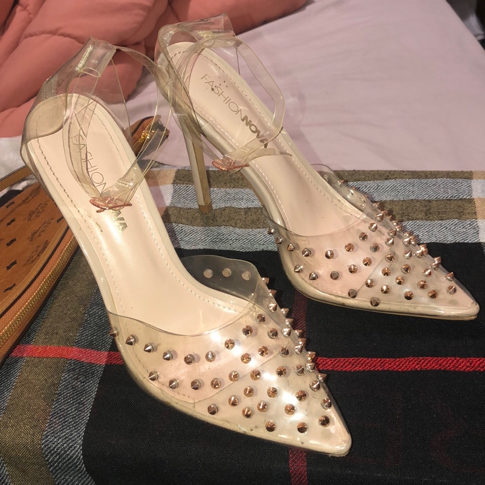 Fashion Nova PVC Pointy Heels w/ Spiked Studs